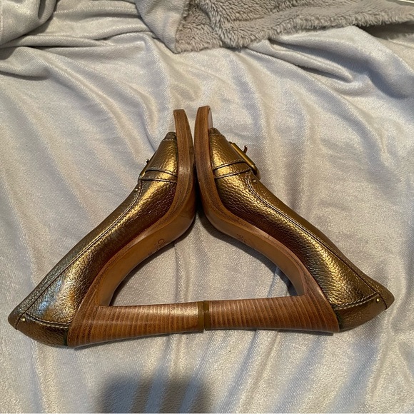 Chole mettalic peep toe stacked heels, size 38 - Picture 6 of 12